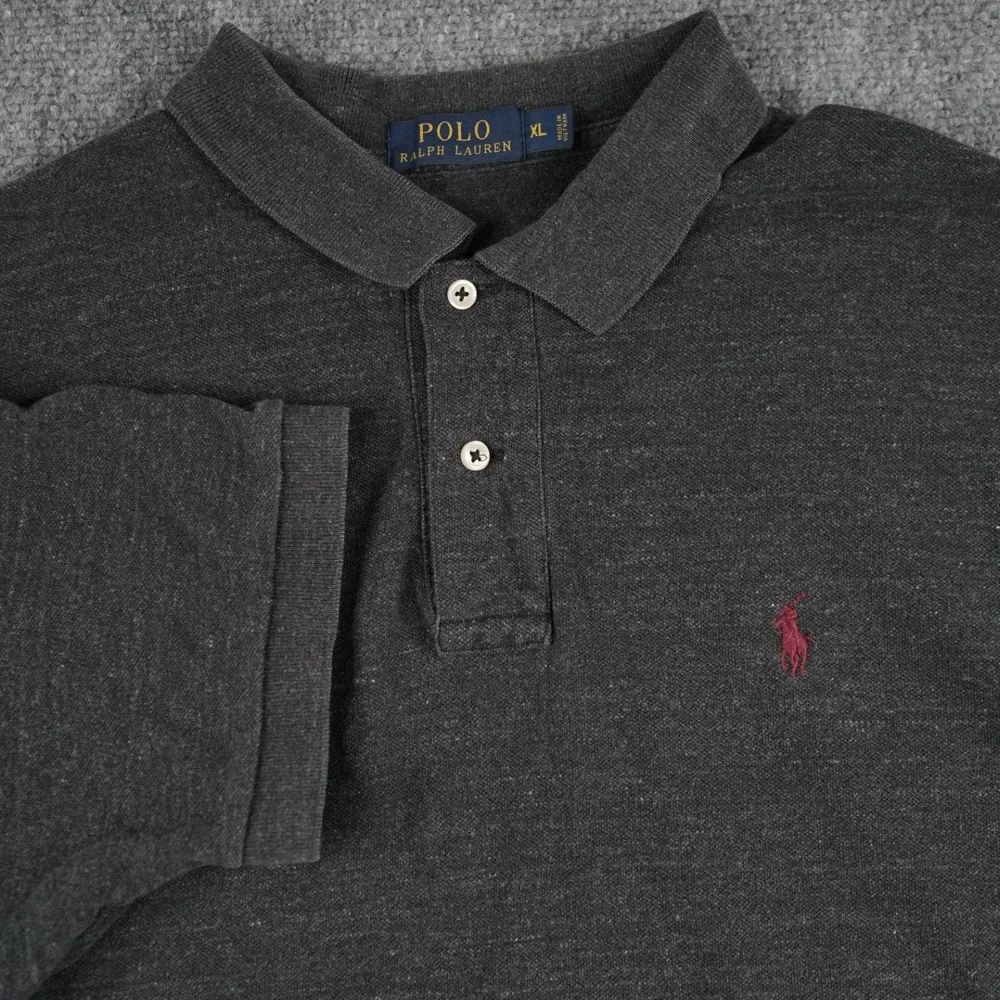 Polo Ralph Lauren Mens XL Charcoal Grey Heather Short Sleeve Pony Logo Polo
